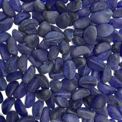 GLAS WEDGES  runde Glassteine Glasnuggets 17-24mm Muggelsteine 1kg matt BLAU