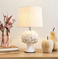 Dorma Brimstage Artichoke Linen Shade Table Lamp - Unique Table Lamp - Antique 