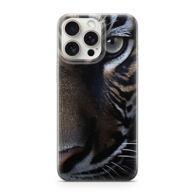 Handy Hülle Transparent iphone 13 PRO MAX Tiger Nase Halb M68