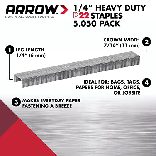 Arrow 224 Heavy Duty P22 Staples for Use with PlierType 1/4 Inch, One