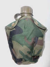 NEW Tactical Military 1qt Canteen COVER w Alice Clips & Side Pouch WOODLAND CAMO