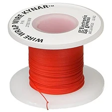 100 Feet Red 30 Gauge Solid Kynar Wire Wrap, PVDF Insulated Tinned Copper