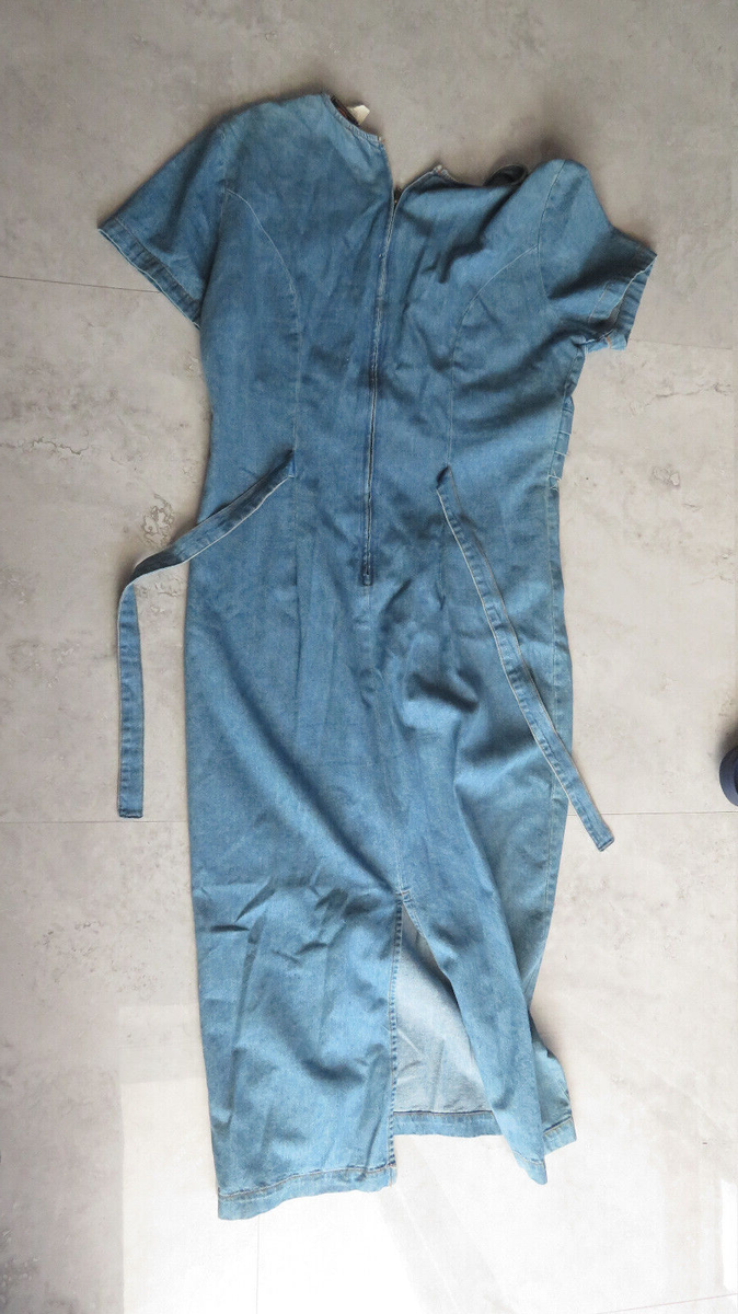 1980s Vintage Denim Dress Route 66 size16 with brass buttons | eBay