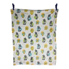 Looney Toons Baby Blanket Bugs Bunny Tweety Bird Green Blue Circles