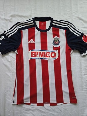 adidas Guadalajara Chivas Soccer Jersey Red White Navy Striped Bimbo