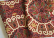 POTTERY BARN SUZANI MADERA MEDALLION SCROLL RED/BLUE/GOLD SET OF 2 PILLOW SHAMS