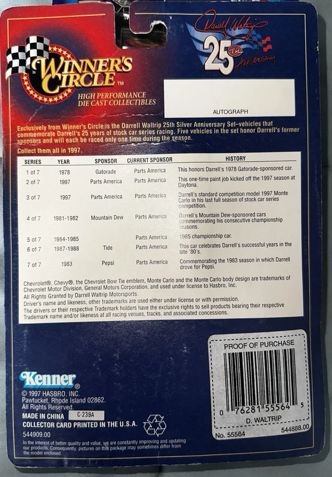 Darrell Waltrip #17, #11 Hasbro Winners Circle y Action Racing Coleccionable 1:64 Foto 4 de 4