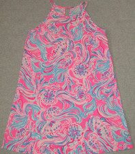 LILLY PULITZER Girls Mini Alek Dress Pink Blue Don't Be Jelly EUC Size XL 12-14