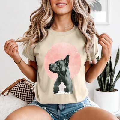 Elegantes Boxer Hund Kunst Portrait Damen T-Shirt Boxer Hund Geschenk für Sie