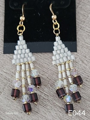 Handmade, One Of A Kind. Beaded Earrings With Swarovski Crystal Accents