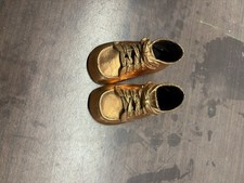RARE Vintage Copper Color Bronze Laced Baby Shoes Mid Century Keepsake