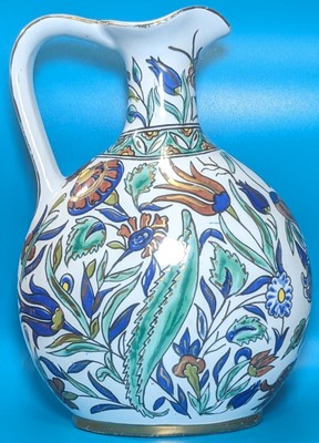 D Vassilopoulos Greek Pottery Decorative Handmade Pitcher No 160 Rodis Motif