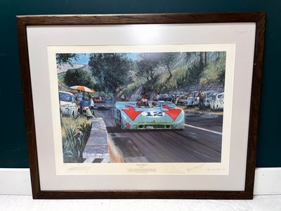 Nicholas Watts signiert gerahmt Targa Florio 1970 Künstler Proof Druck Brian Redman