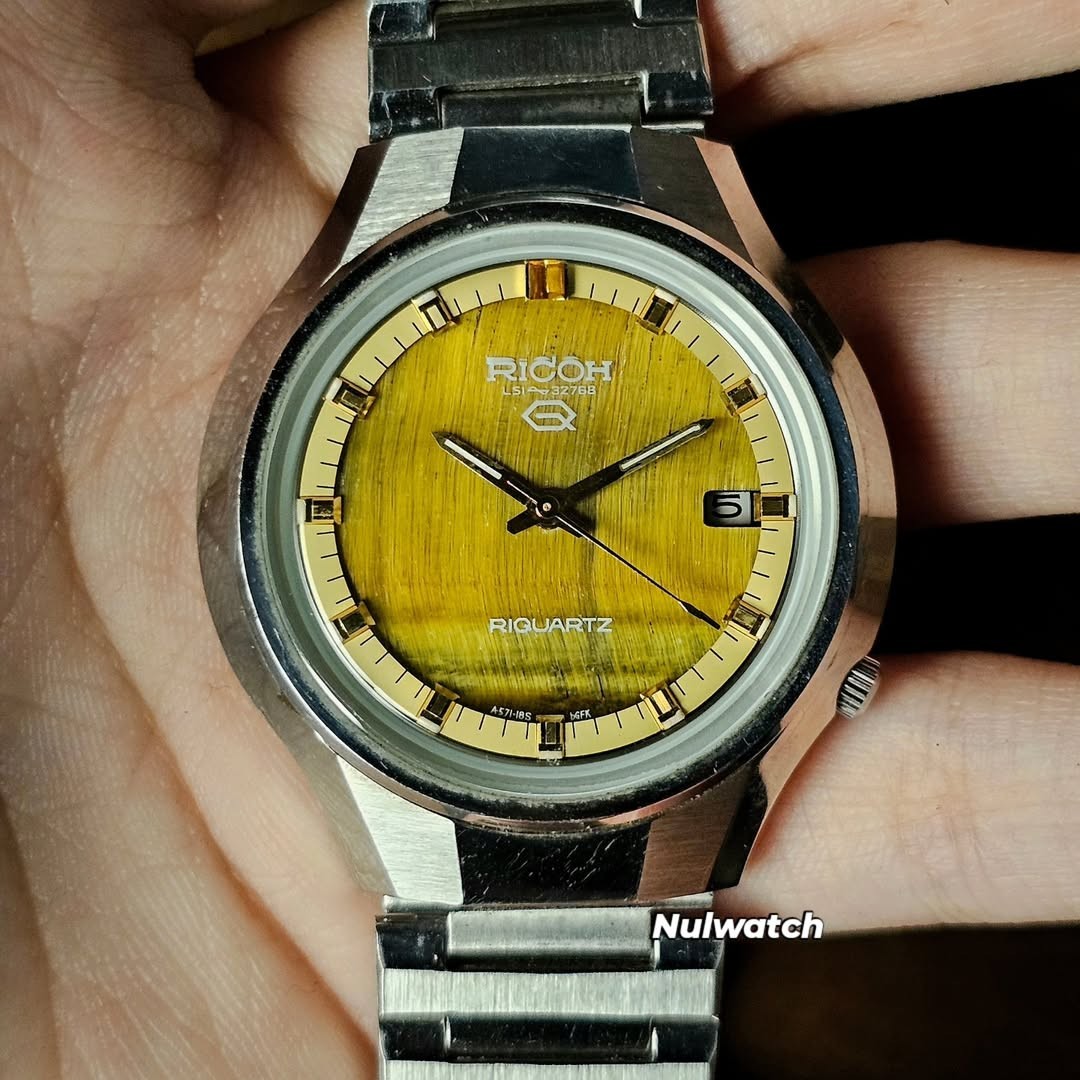Tiger Eye RICOH Watch Dial Riquartz Rare Vintage Old Men Stock New 