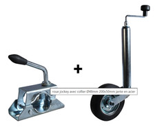Roue jockey pour remorque/caravane + Bride 48mm