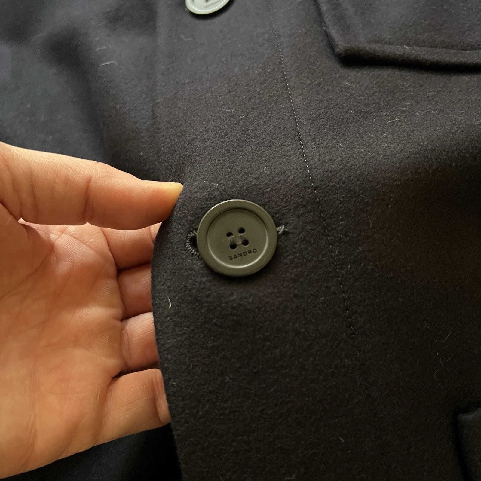 Sandro Button Front Worker Jacket Navy Wool Men’s… - image 3