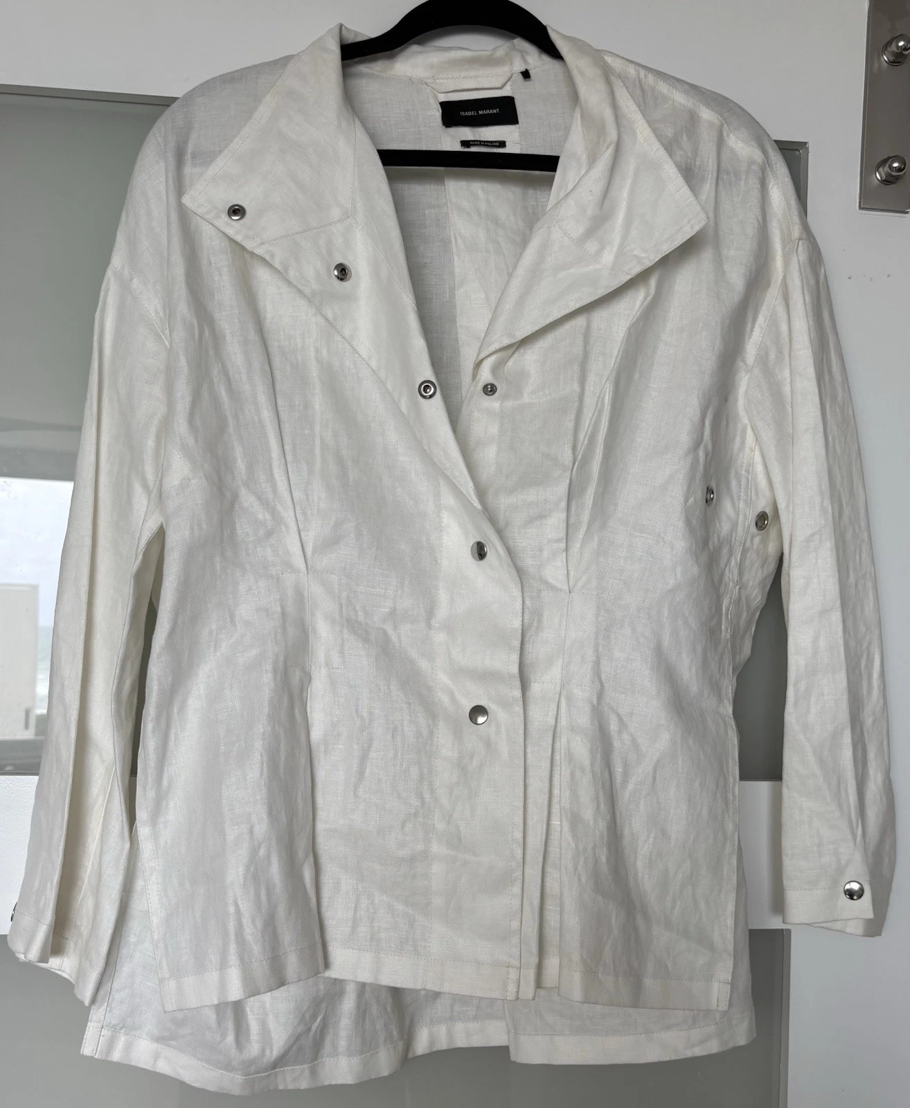 Isabel Marant White Snap-Front Linen Shirt