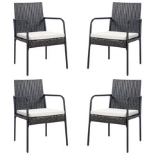 4 PCS Outdoor Patio Rattan Dining Chairs Cushioned Sofa with Armrest Garden Deck