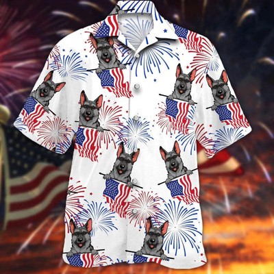 German Shepherd Independence Day Aloha Hawaiian Shirts For Summer 4th Of July Ap