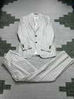 Suitsupply Suit Set Mens 38 Gray Slim Fit Pinstripe Linen Notch Lapel Formal