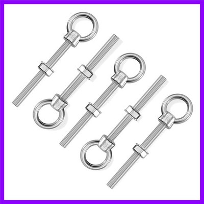 5 Pack Eye Bolt 3/8'' x 4'' Long, Stainless Steel Welded Extension Bolts Swing Bas