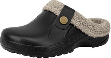 Women and Men Fur Lined Clogs Memory Foam Warm Fuzzy Slippers Winter Waterproof