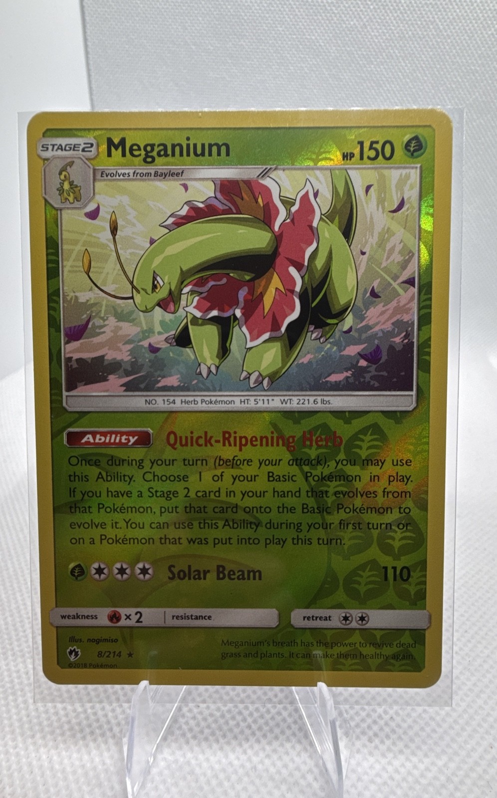 Meganium 8/214 Sm-Lost Thunder Reverse Holo