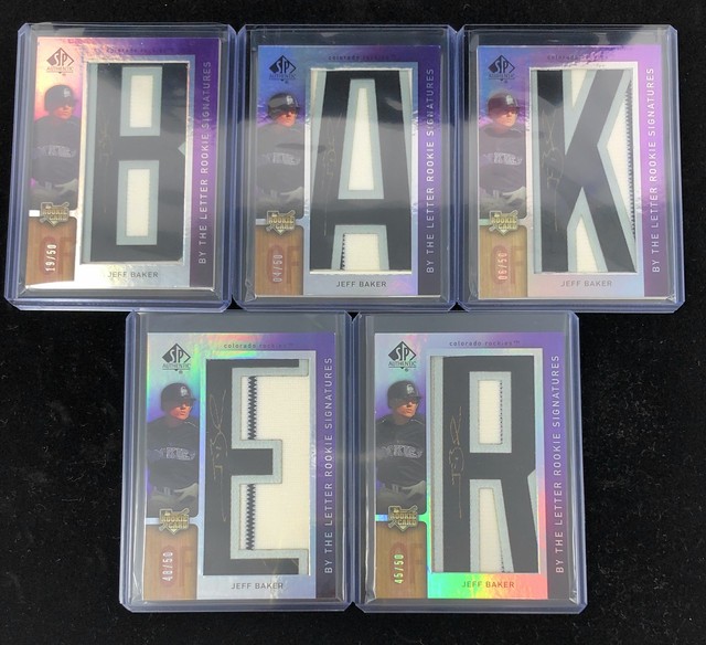 Jeff Baker 2007 SP Authentic By the Letter RC Auto Lettermen 5 CARD FULL SET /50