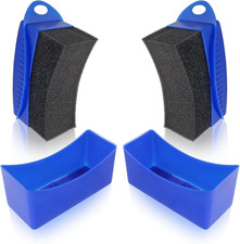 2Pcs Tire Dressing Applicators, Blue, Curved | Tire Shine Applicator Pads, Reusa