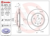 2X Bremsscheibe Hinten Brembo 09A97211 FÜR Chevrolet Opel Saab Scheibenbremse