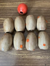 Vintage Large Ceramic Macrame Beads Set Of 9