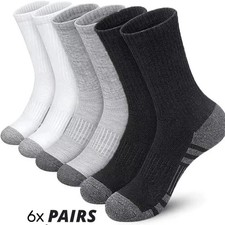 Mens Sports Socks 6 Pairs Cotton Rich Cushioned Everyday Crew Socks UK Size 5-12