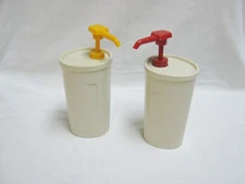 TUPPERWARE #640 KETCHUP  & MUSTARD CONDIMENT PUMP DISPENSERS