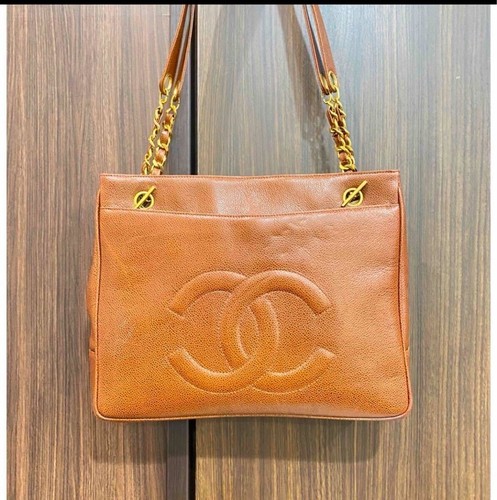 CHANEL Coco Mark Big Coco Chain Shoulder Bag Tote Bag Caviar Skin Brown Gold