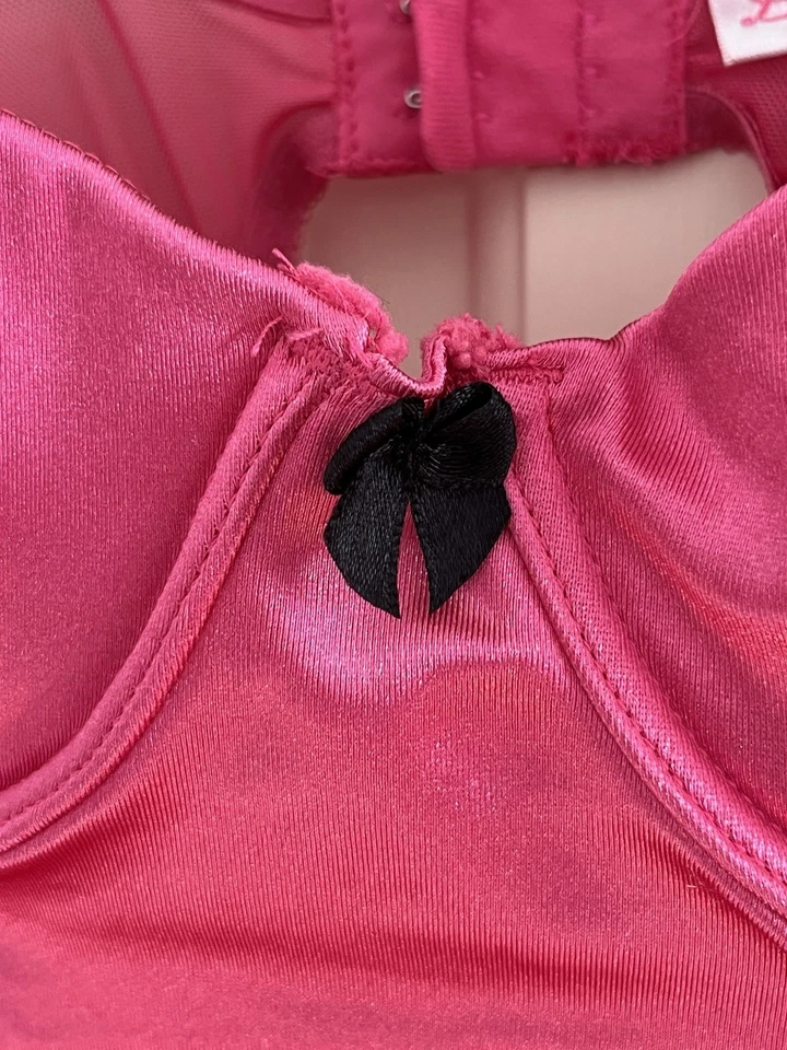 Dreamgirl Mujer Talla L Rosa Negro Lazos Ligas Lencería Peluche Camisón Foto 3 de 4