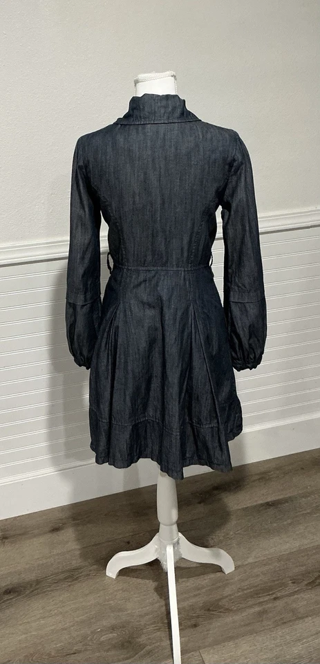 Vestido gabardina de mezclilla XOXO S | Mangas abullonadas Vintage Cottage Witchy Fit-N-Flare Foto 3 de 4