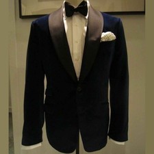 Men's Blue Velvet Tuxedo Blazer Designer Wedding Party Wear Dinner Jacket