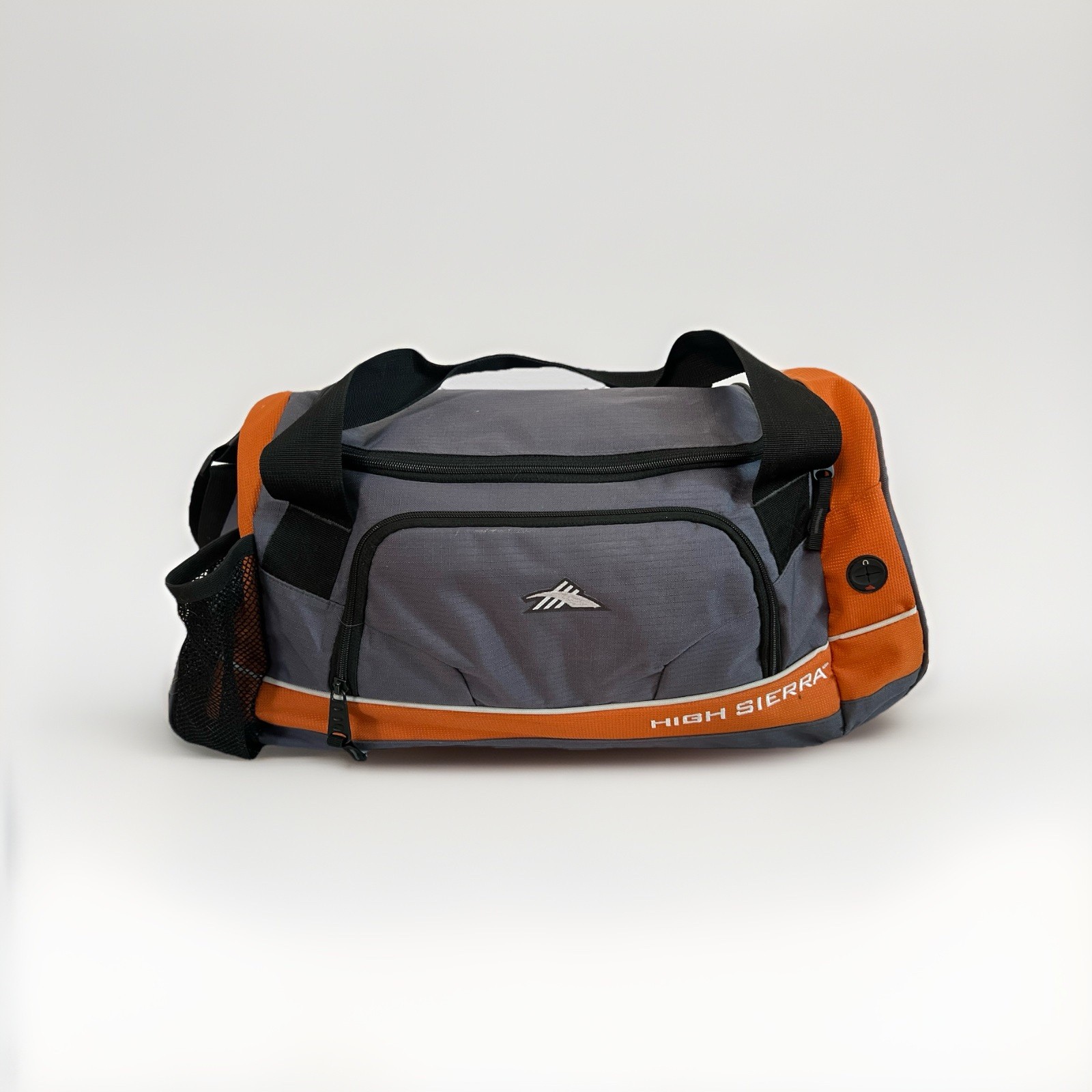 HIGH SIERRA Nylon DUFFLE bag Orange Gray 20" Travel Straps