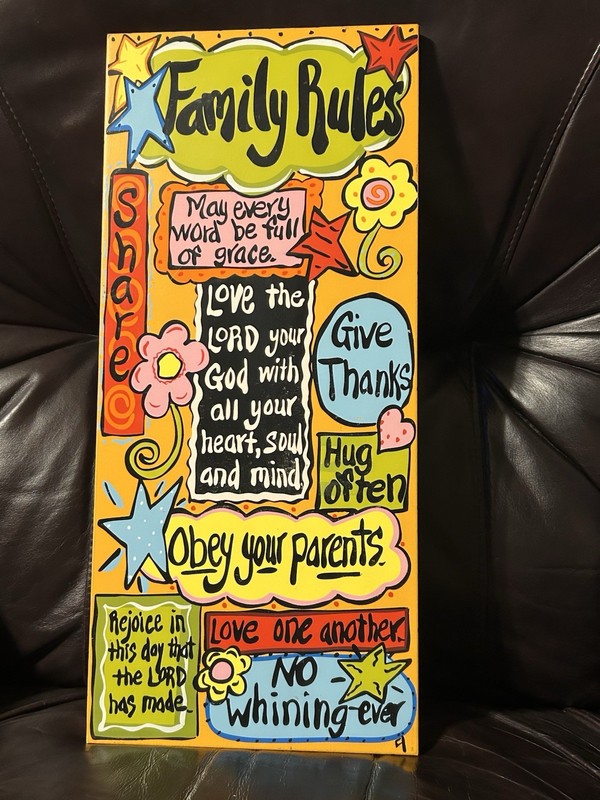Family Rules.. Home Decor Inspirational  Primitive Wood Sign