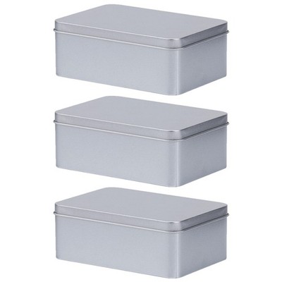 3Pcs Reusable Tinplate Storage Containers Small Silver Candy Tin Boxes