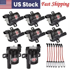 8 Round Ignition Coil and Spark Plug Wire set For GMC Chevy Silverado 1500 5.3L