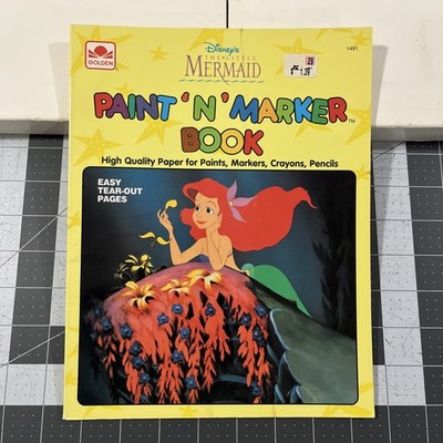 Disney Little Mermaid Paint  N Marker Book Safari 1491 - 1993 Golden Book New