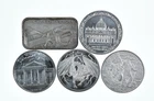 Lot 5 VINTAGE 1 Oz Silver Bars/Rounds Art Bars Collection Poured .999 *490
