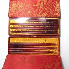 Pier 1 Chopsticks Vintage Chinese Scenery Decorative Set of 7 Red Oriental 