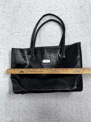 Women's Bob Mackie Large Black Embossed Tote Bag with Feet - Picture 9 of 17