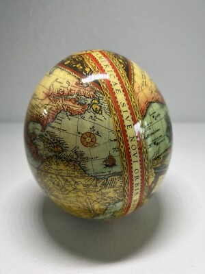 COLLECTIBLE CAPE TOWN MARIA-LOUISE EGG America Globe Map 6 1/2''Tall