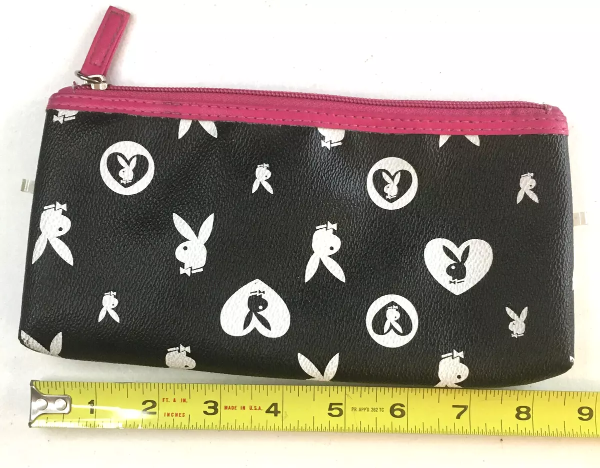 Playboy Bunny Black White Pink Makeup Bag Pencil Case Zippered