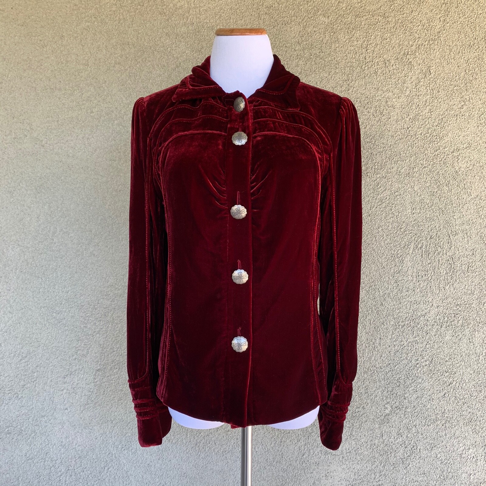 “Double D Ranch” Red Wine Velvet Jacket Exquisite Siz… Gem