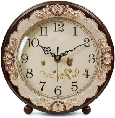 Justup Vintage Table Clock, Retro Non-Ticking European Style Beside Brown 