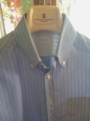 Brunello Cucinelli Herren Sommerhemd 100% Baumwolle Made in Italy 